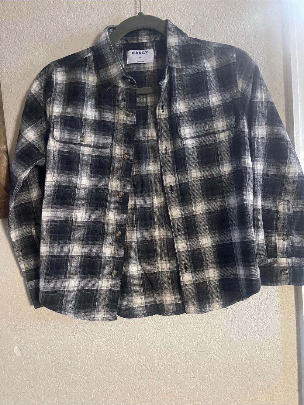 Old Navy Black and White Plaid Button-Up Shirts (Pair) for Brother and Sister❤️